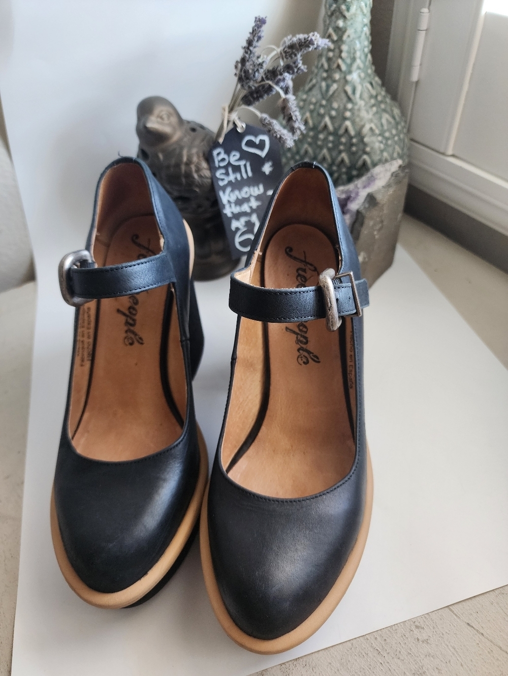FREE PEOPLE MARY JANE PLATFORM WOMENS HEELS LEATHER MADE IN SPAIN SIZE 37 - Picture 8 of 15